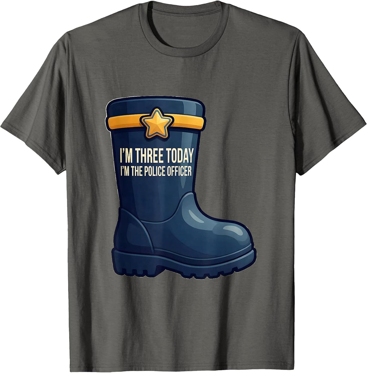 I'm Three Today, I'm The Police Officer Kids Police T-Shirt - Asphalt Grey