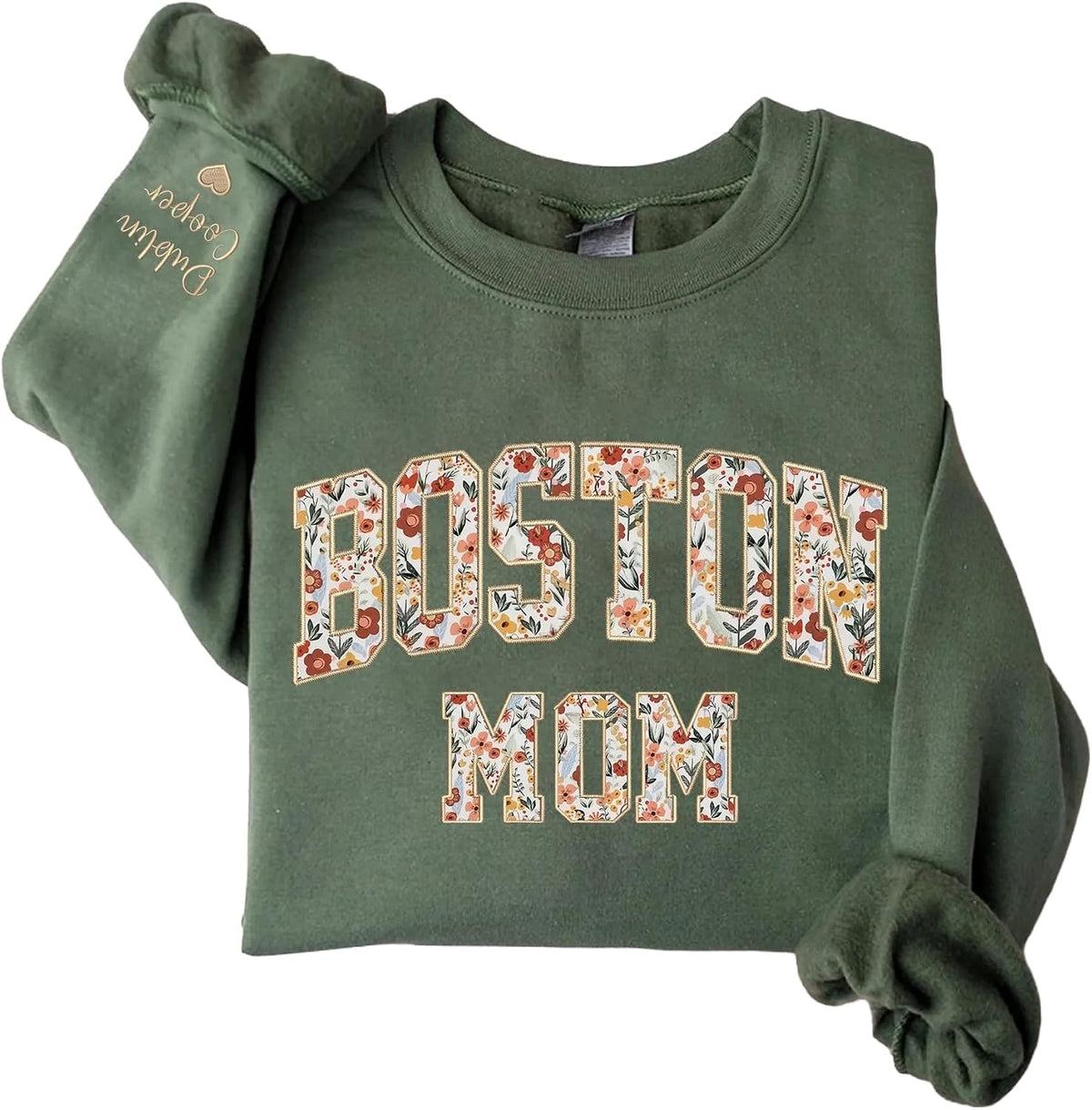 Custom Embroidered Dog Mom Sweatshirt, Dog Mom Sweatshirt with Pet Names On Sleeve, Personalized Pet Lovers Gifts - Boston