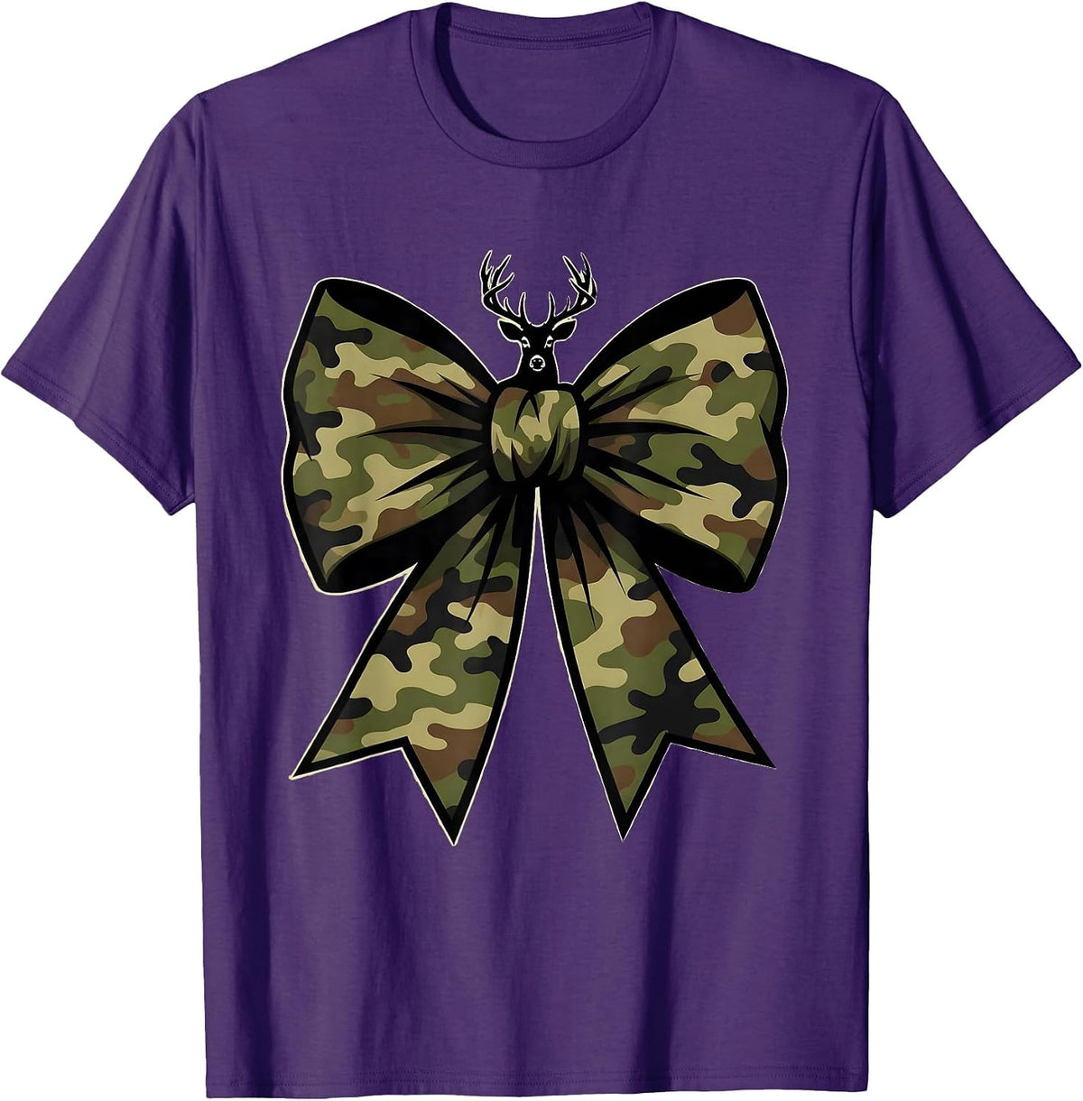 Loop Bow Camouflage Whitetail Deer Silhouette Hunting T-Shirt - Purple