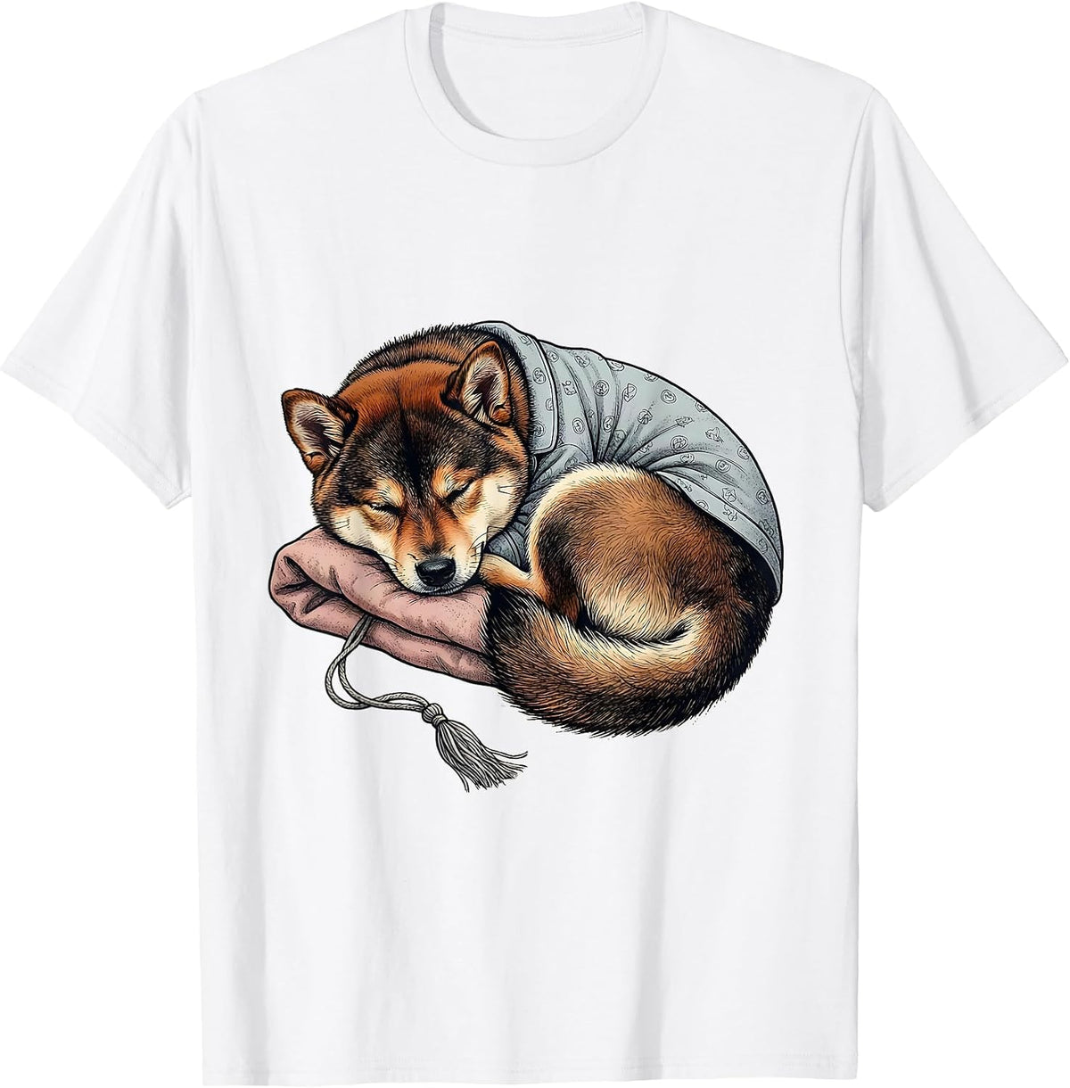 Men's Sleepy Shiba Inu Cute Pet Lover Cozy Gift T-Shirt - White