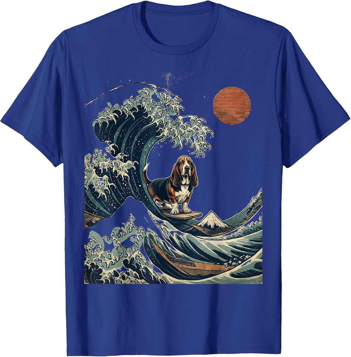 Basset Hound Japanese Great Wave Vintage Dog Lover Gift T-Shirt - Royal Blue
