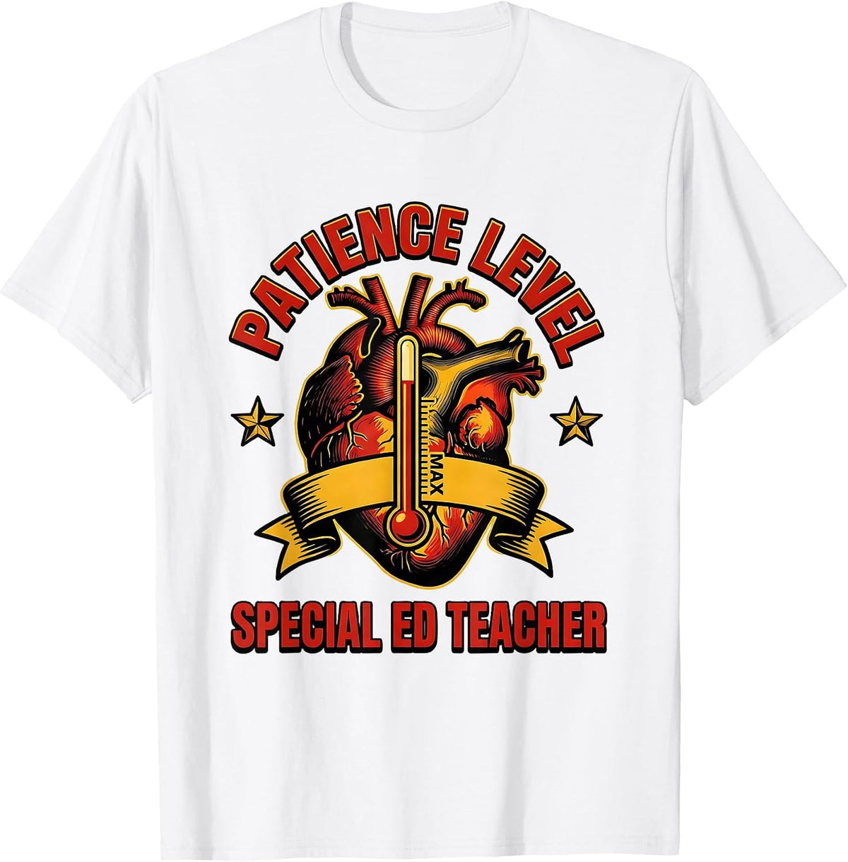 Men's Patience Level Special Ed Teacher Graphic Design T-Shirt - White