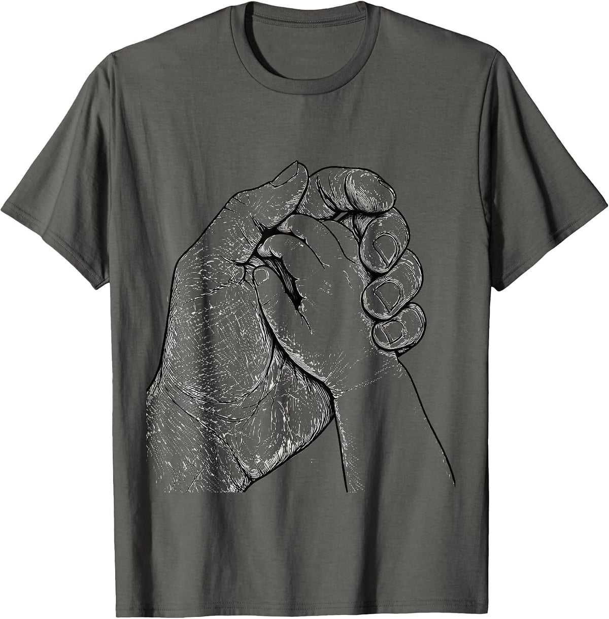 Social Worker Child Hand in Hand Illustration T-Shirt - Asphalt Grey