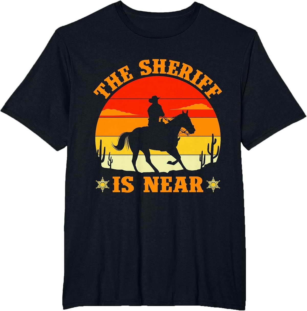 Cowboy Sheriff Pistols Sheriff Star Western T-Shirt - Black