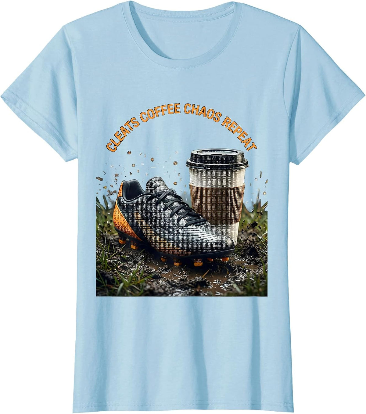Cleats Coffee Chaos Repeat Soccer Dad Design T-Shirt - Baby Blue