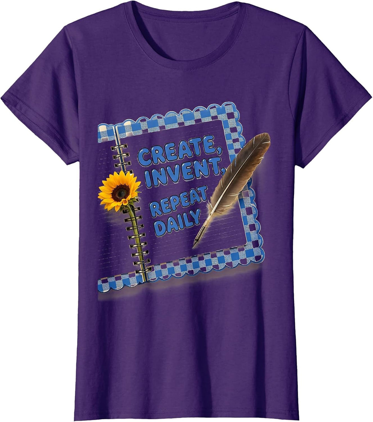 Women's Create Invent Repeat Daily Renaissance Man Design T-Shirt - Purple