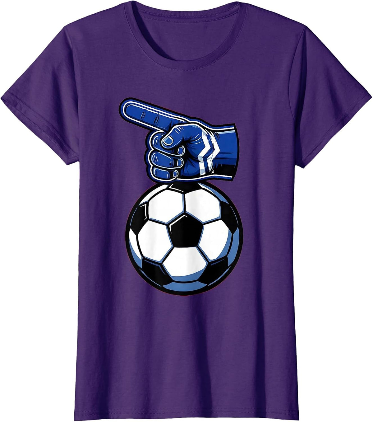 Women's Soccer Dad Foam Finger Graphic Tee T-Shirt - Purple