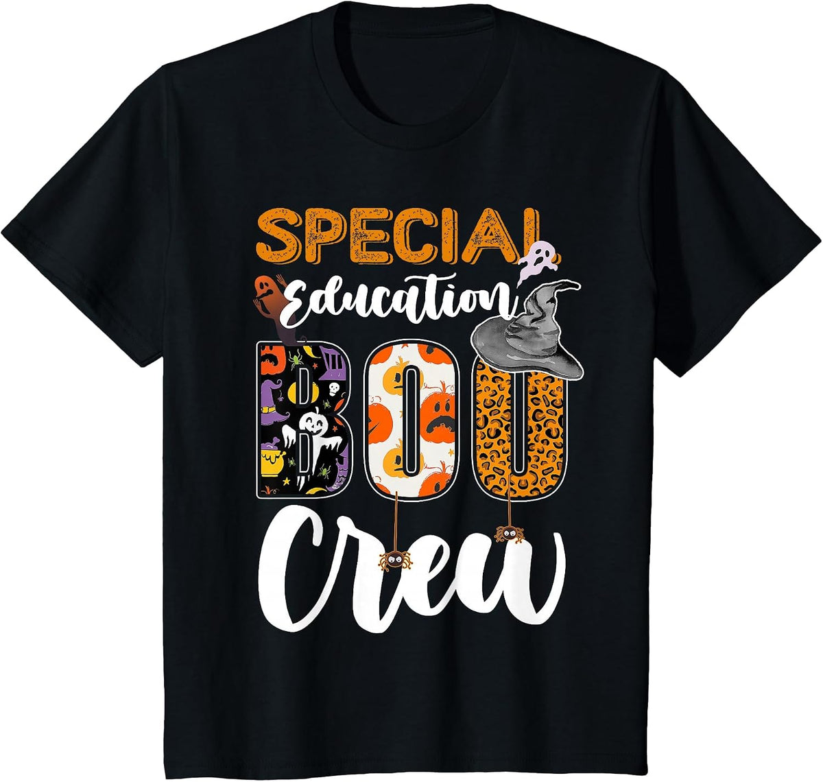 Special Education Boo Crew Ghost Funny Halloween Matching T-Shirt - Black