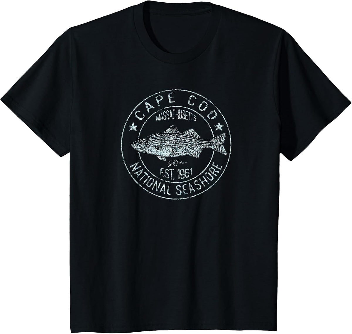 JCombs: Cape Cod National Seashore, MA, Striped Bass T-Shirt - Black