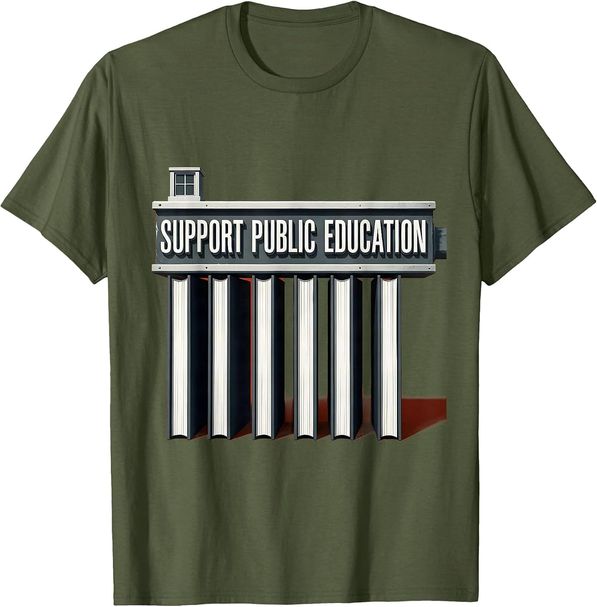 Men's Support Public Education Red For Ed Teacher Protest T-Shirt - Olive Green