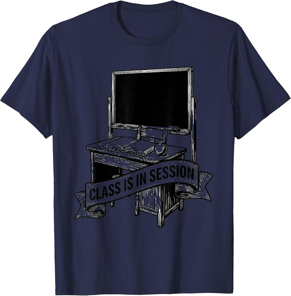 Class Is In Session Back to School Teacher Design T-Shirt - Navy Blue