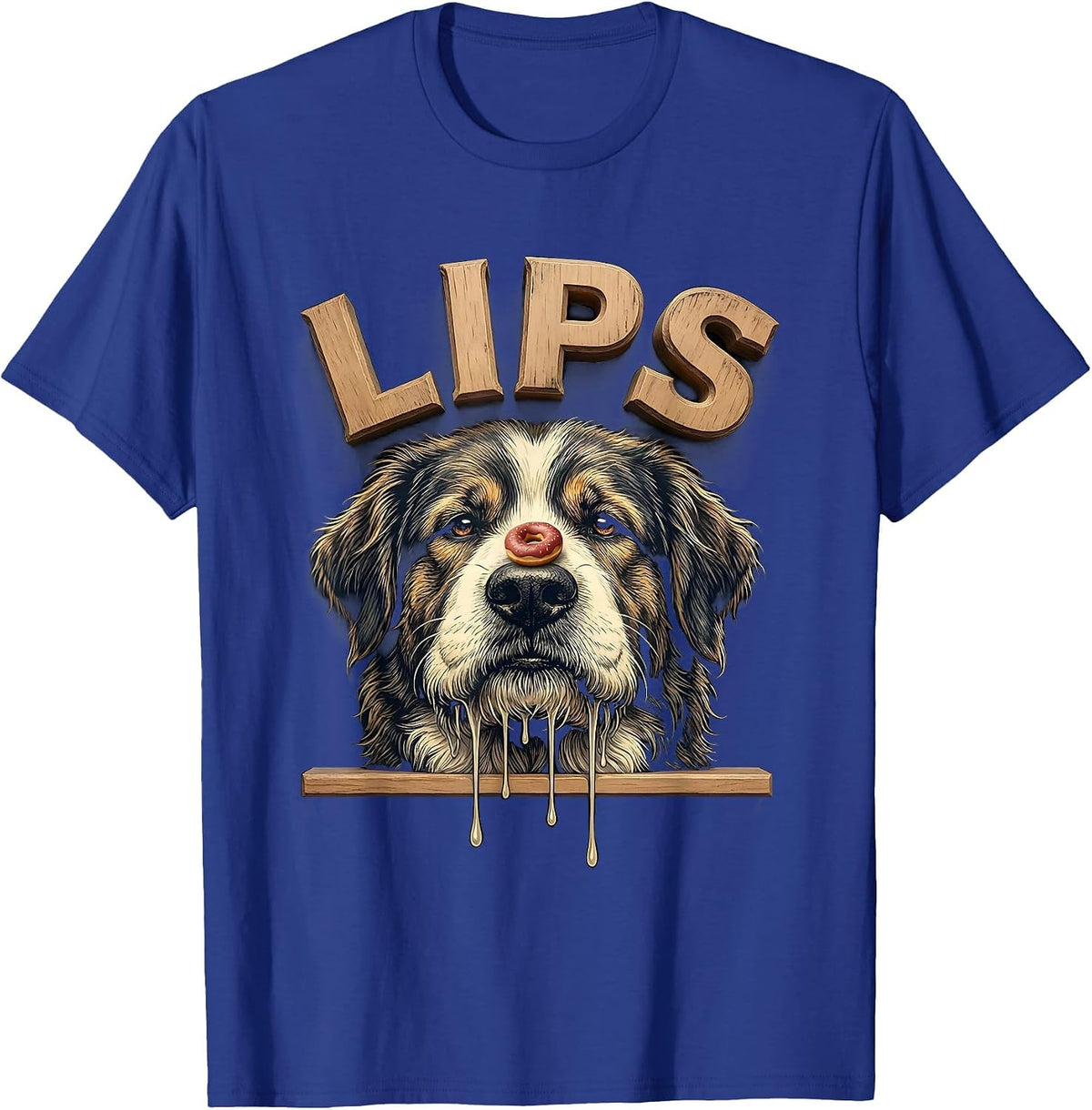 Men's LIPS Funny Newfoundland Dog Jowls Drool Dog Mom Dad T-Shirt - Royal Blue