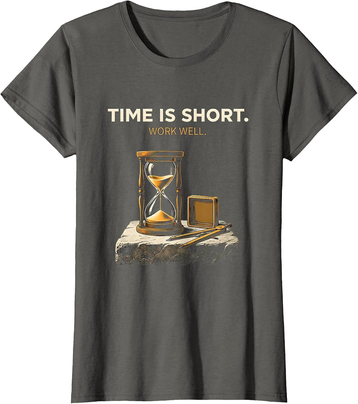 Women's Time Is Short Work Well Minimalist Freemason Square & T-Shirt - Asphalt Grey