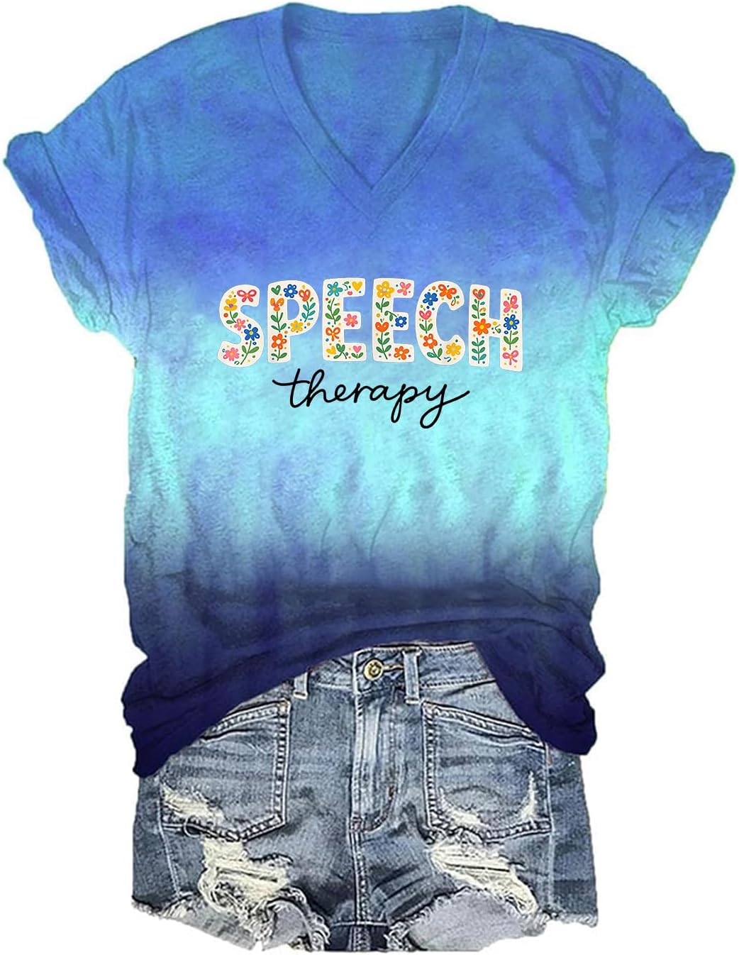 Speech Therapy Shirt Speech Pathologist Shirt SLP Shirts for Women Oversized Graphic Tees V Neck - C