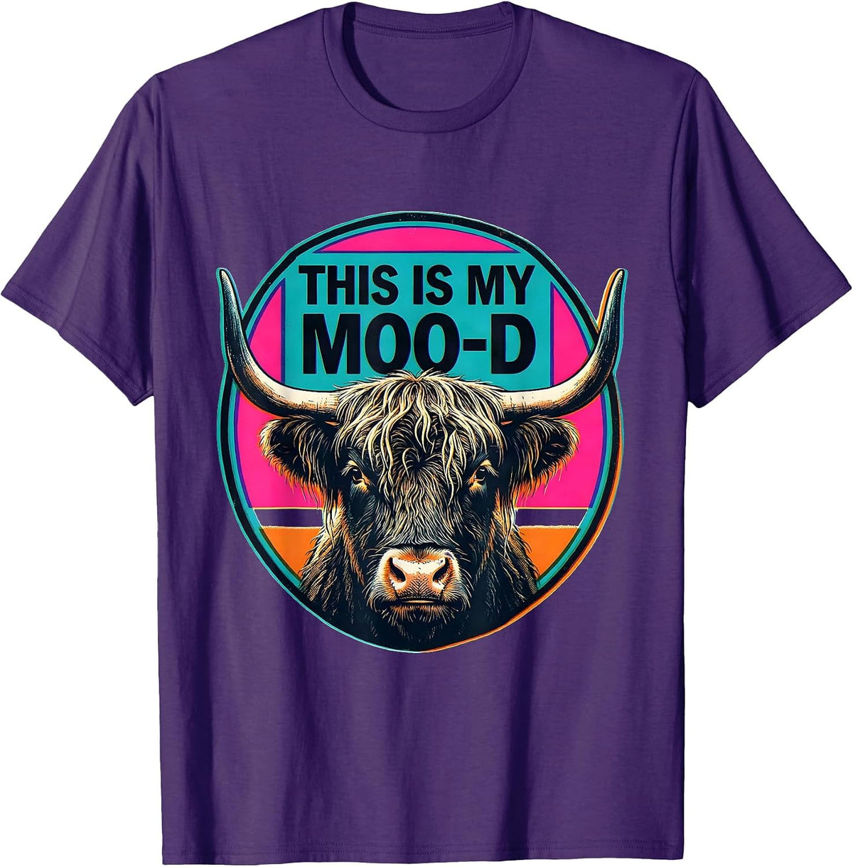This Is My Moo-D Funny Highland Cow Farm Animal Humor T-Shirt - Purple