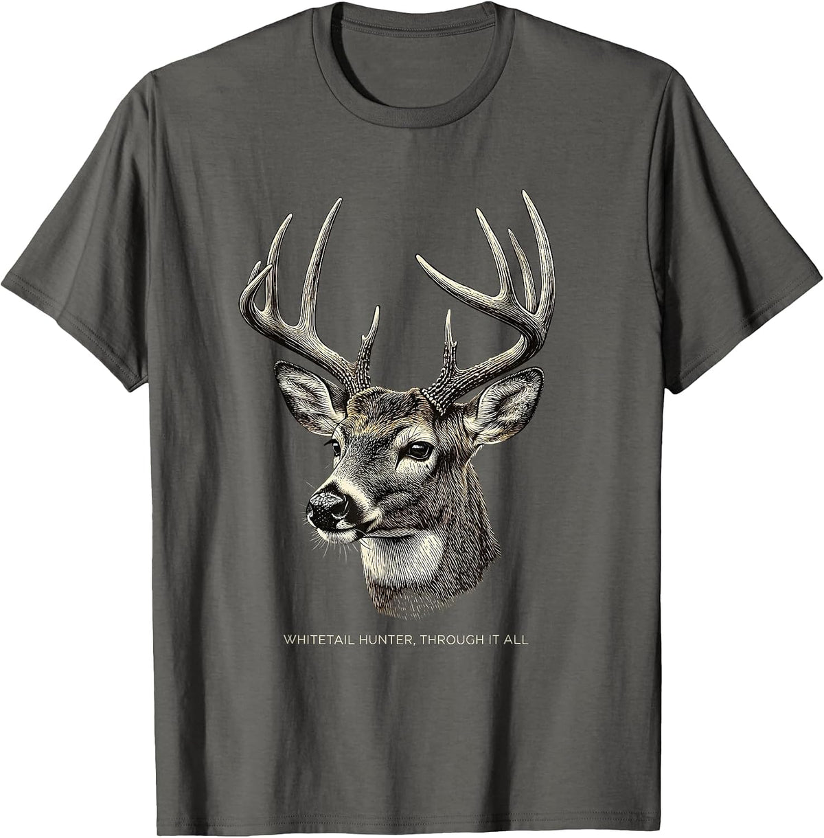 Whitetail Hunter Through It All Crosshatch Etching Hunting T-Shirt - Asphalt Grey