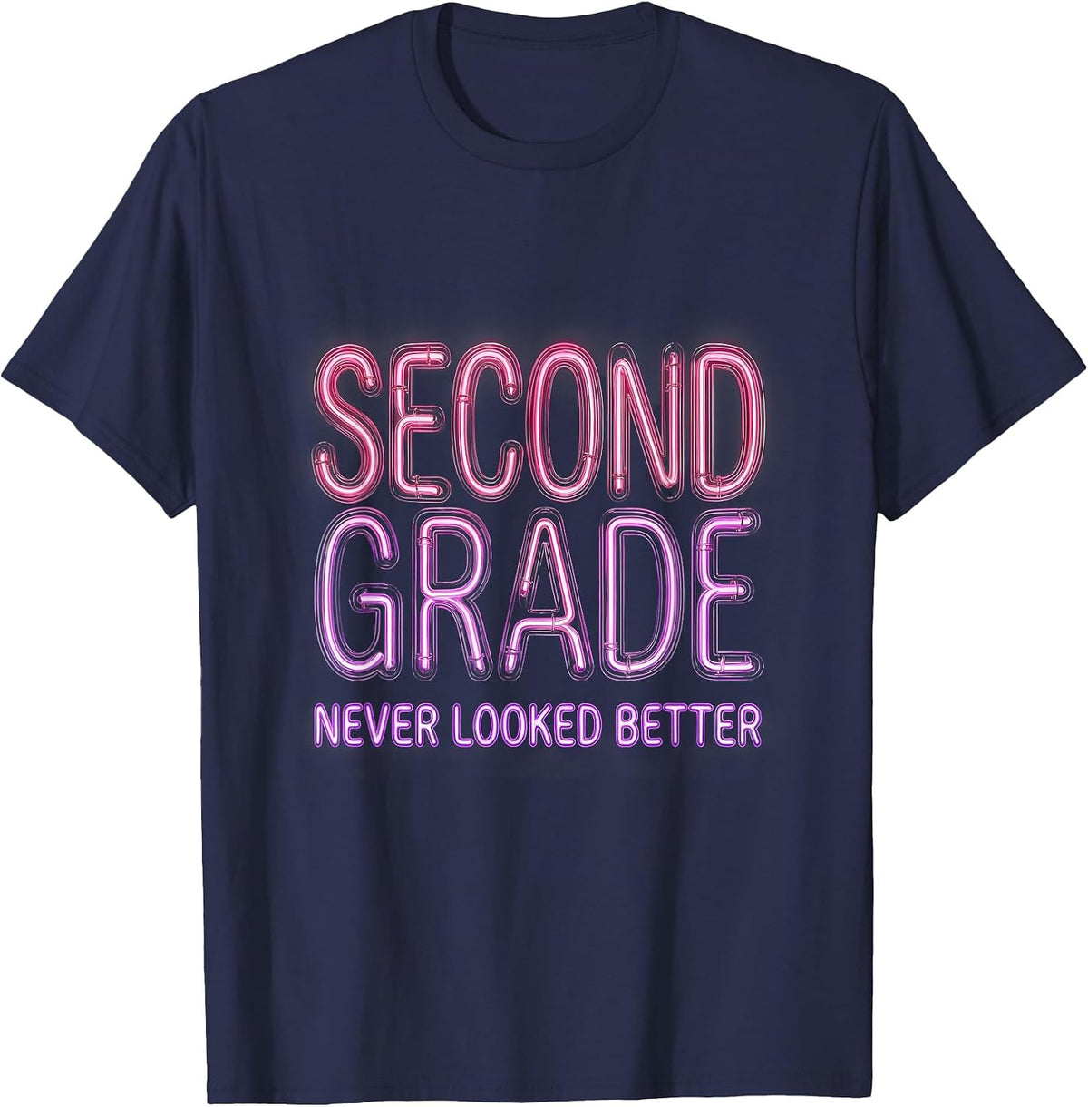 Second Grade Never Looked Better Girls Design T-Shirt - Navy Blue