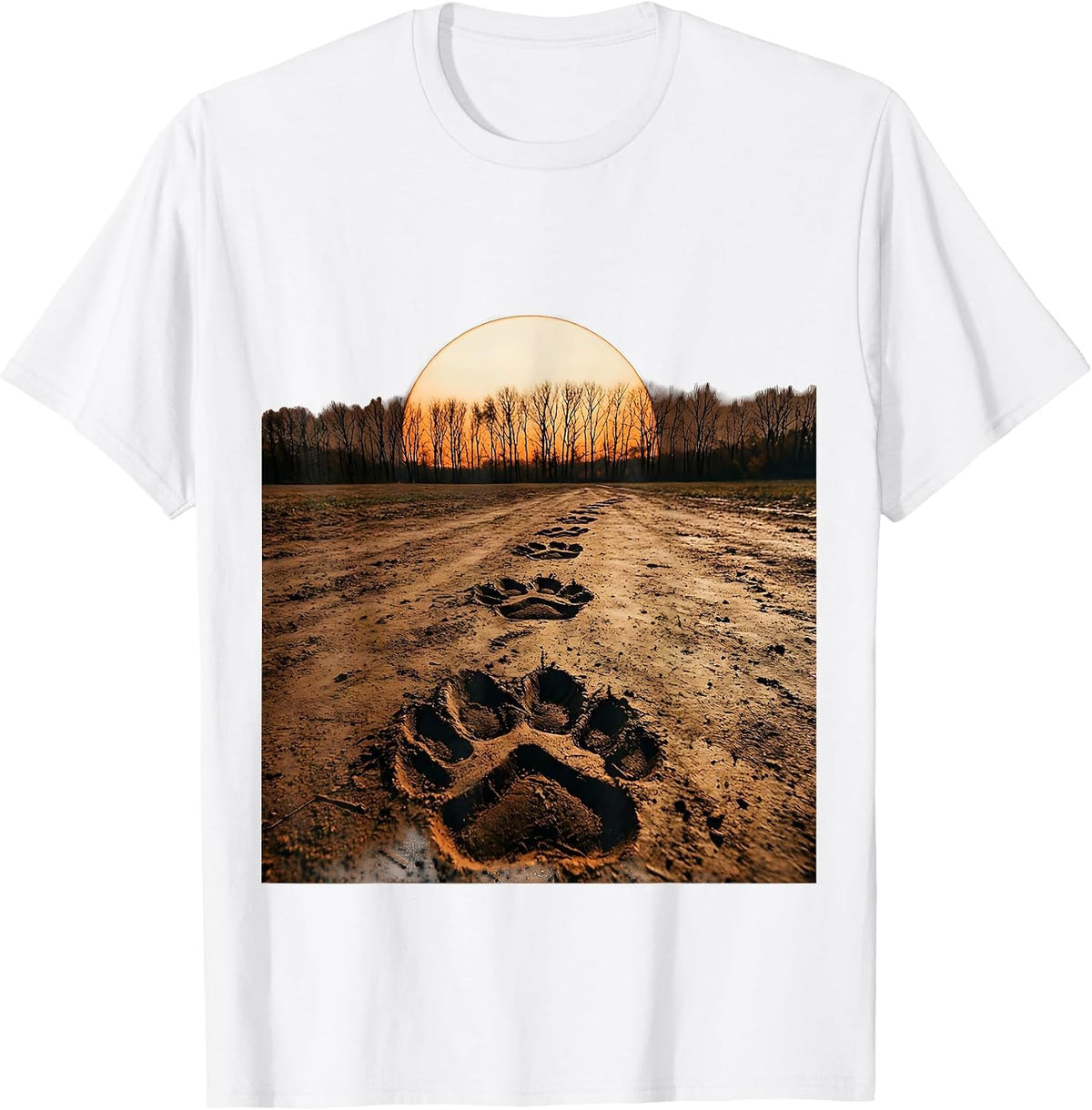 Men's Turkey Tracks in Mud Thanksgiving Illustration T-Shirt - White
