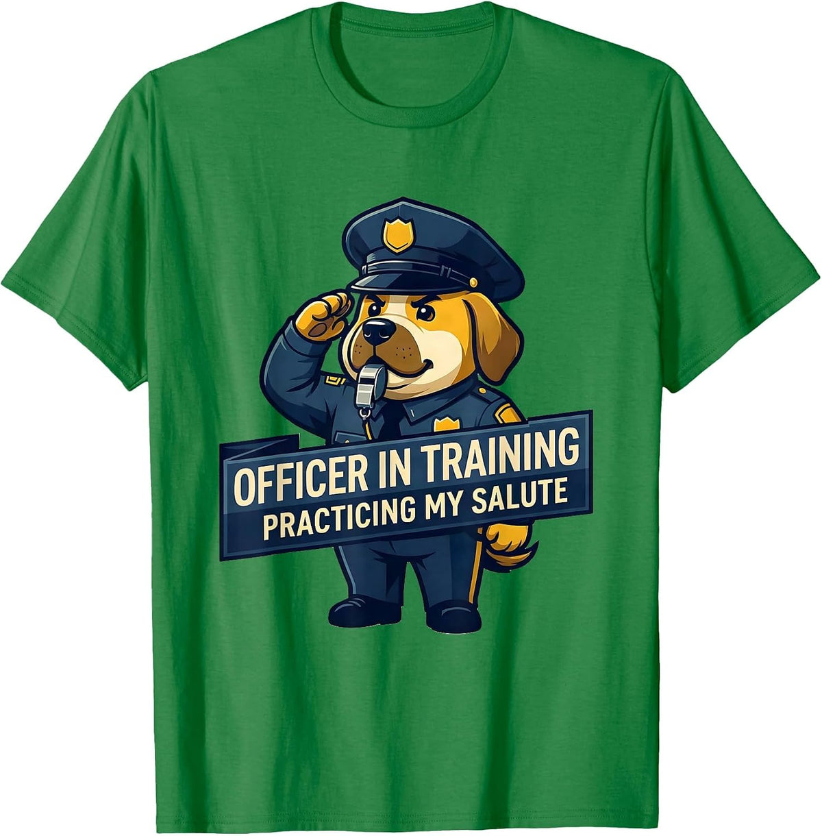 Men's Officer In Training, Practicing My Salute Police Officer T-Shirt - Kelly Green