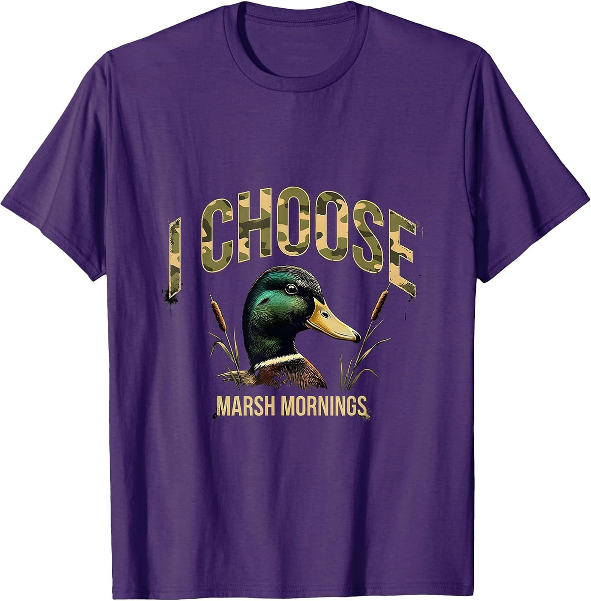 I Choose Marsh Mornings Distressed Duck Hunting Humor Dad T-Shirt - Purple
