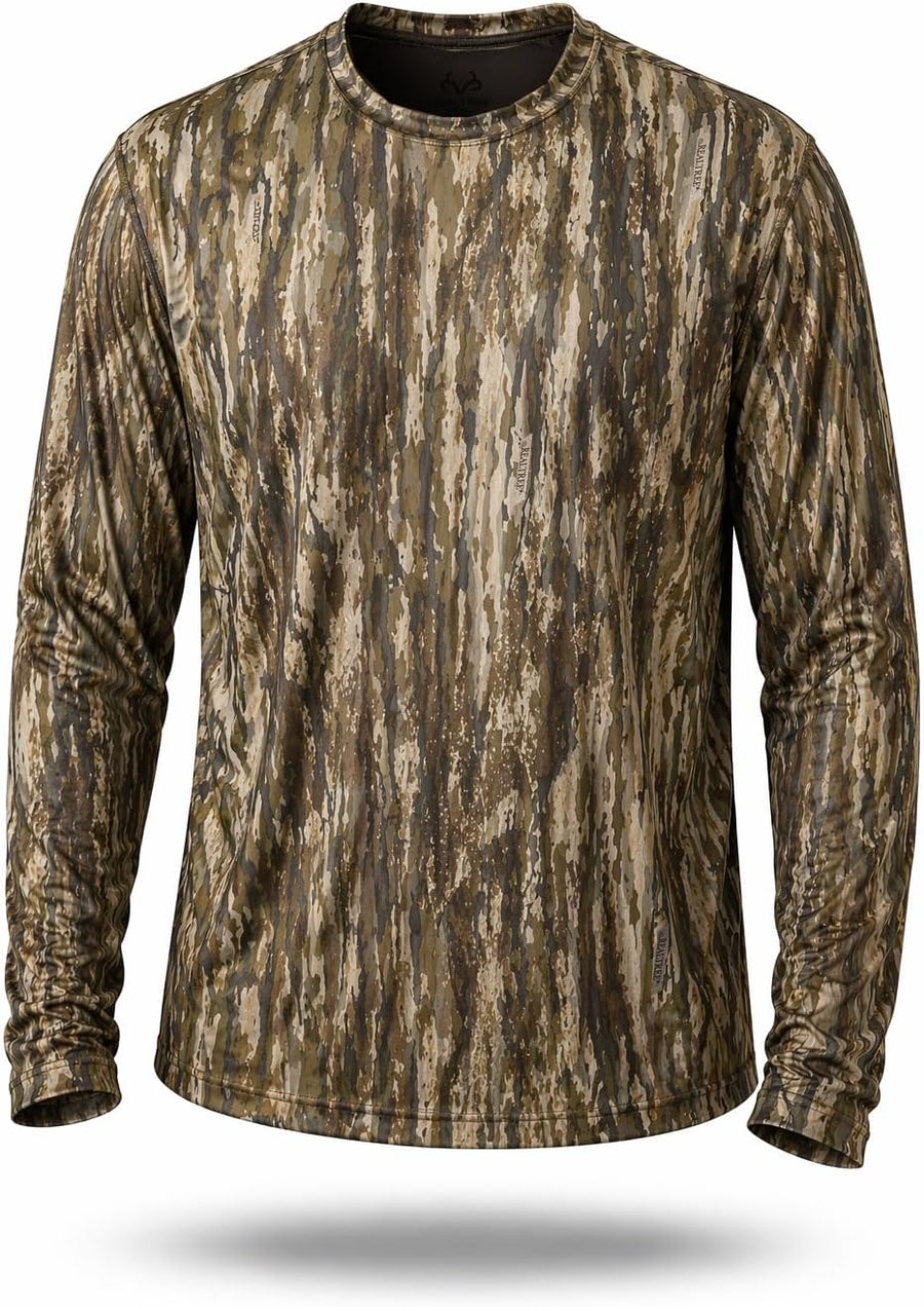 Realtree Men’s Reversible Camo Long Sleeve Shirt UPF 50+ Moisture Wicking Performance Shirt for Hunting Fishing Outdoors -