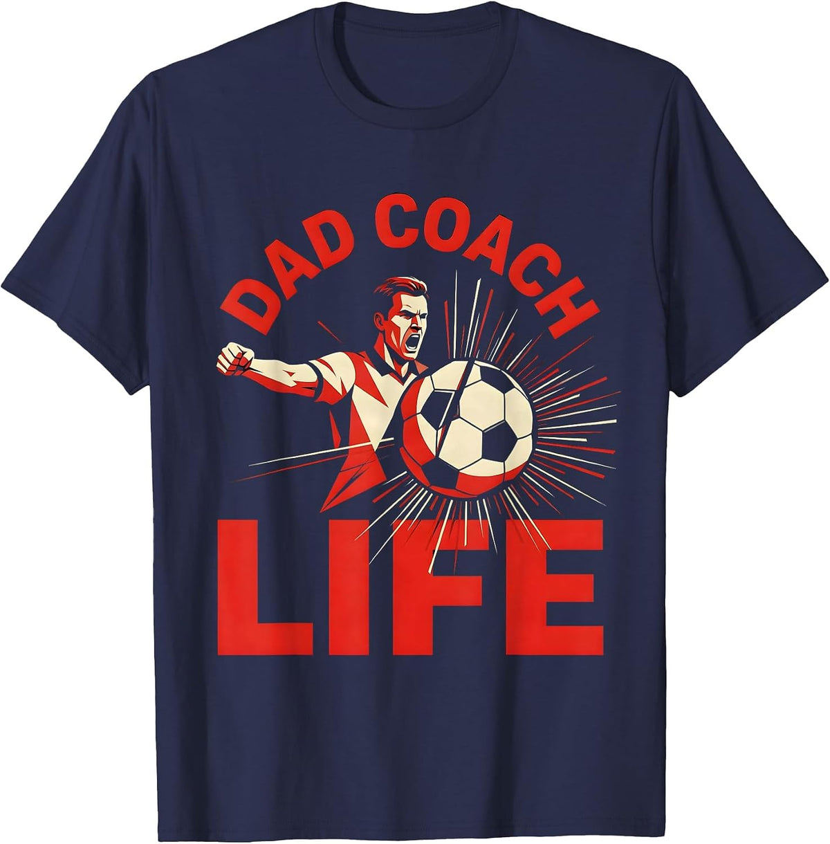 Men's Dad Coach Life Soccer Graphic Design T-Shirt - Navy Blue