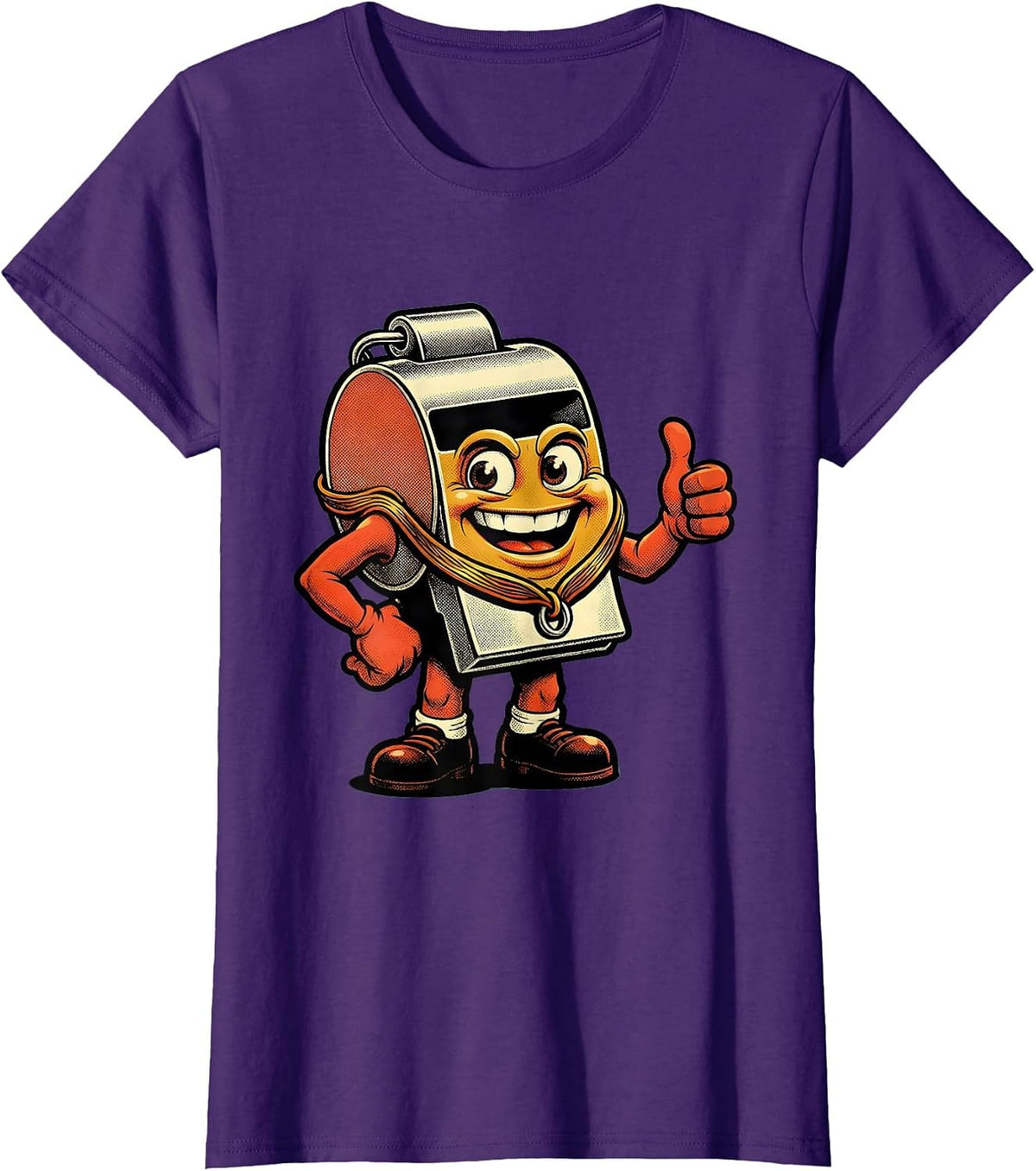 Women's Soccer Dad Whistle Lanyard Graphic T-Shirt - Purple