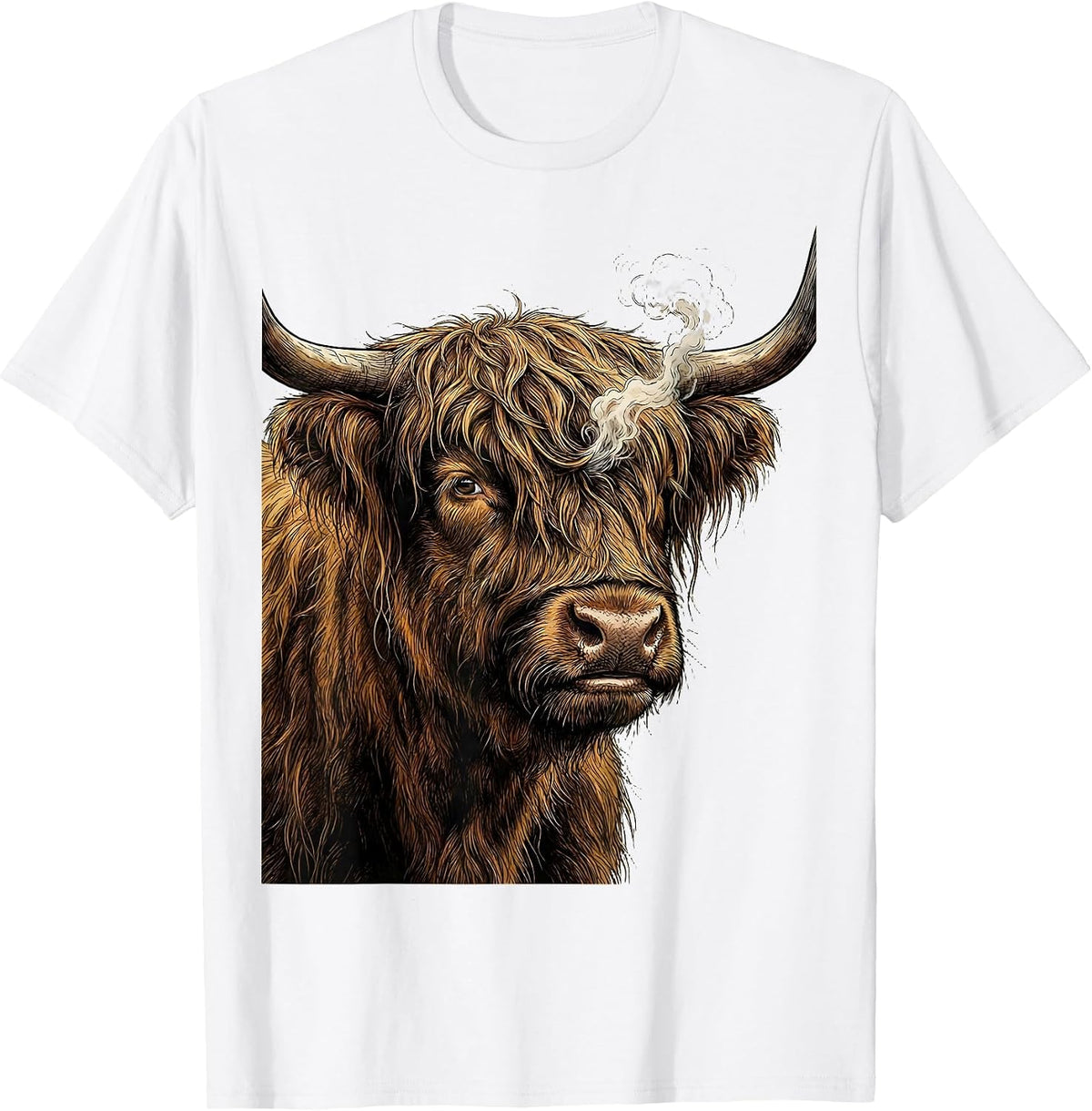 Men's Highland Cow Funny Cute Cow Lover Graphic T-Shirt - White