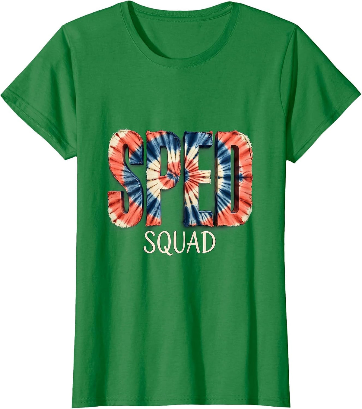 Women's SPED Squad Tie Dye Back To School Appreciation Day Workwear T-Shirt - Kelly Green