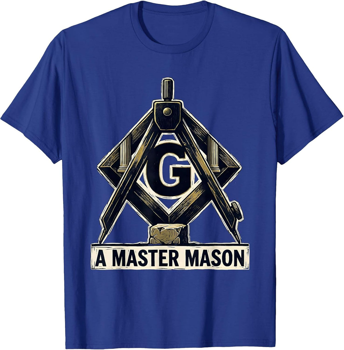 Men's A Master Mason Freemason Square Compass Masonic Pride T-Shirt - Royal Blue