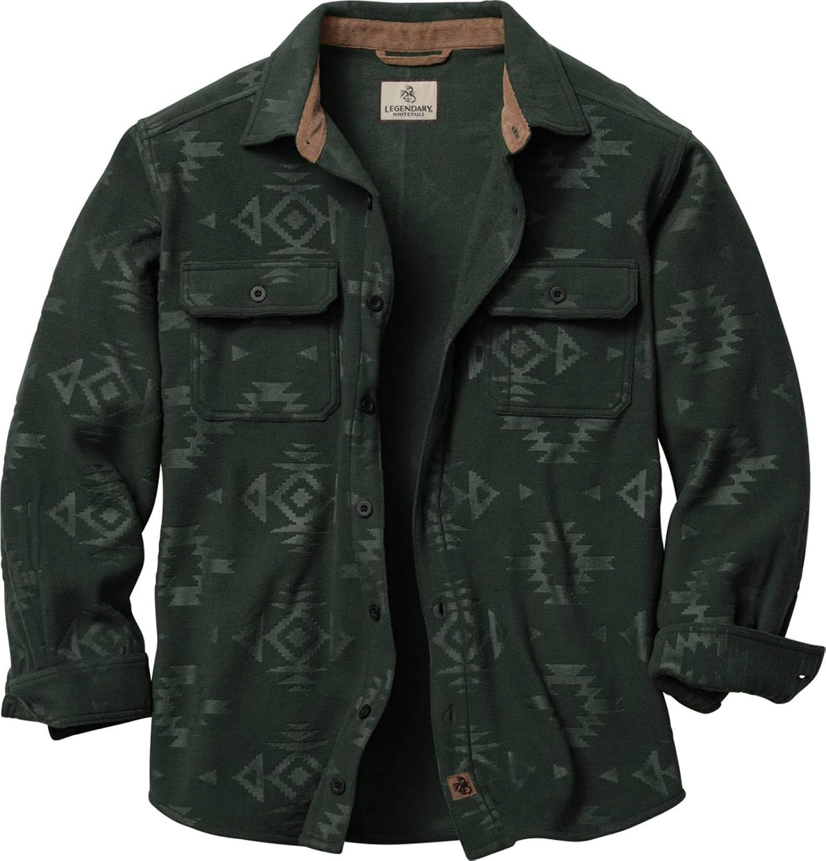 Legendary Whitetails Mens Long Sleeve Fleece Button Up Shirt - Tall Forest Embossed