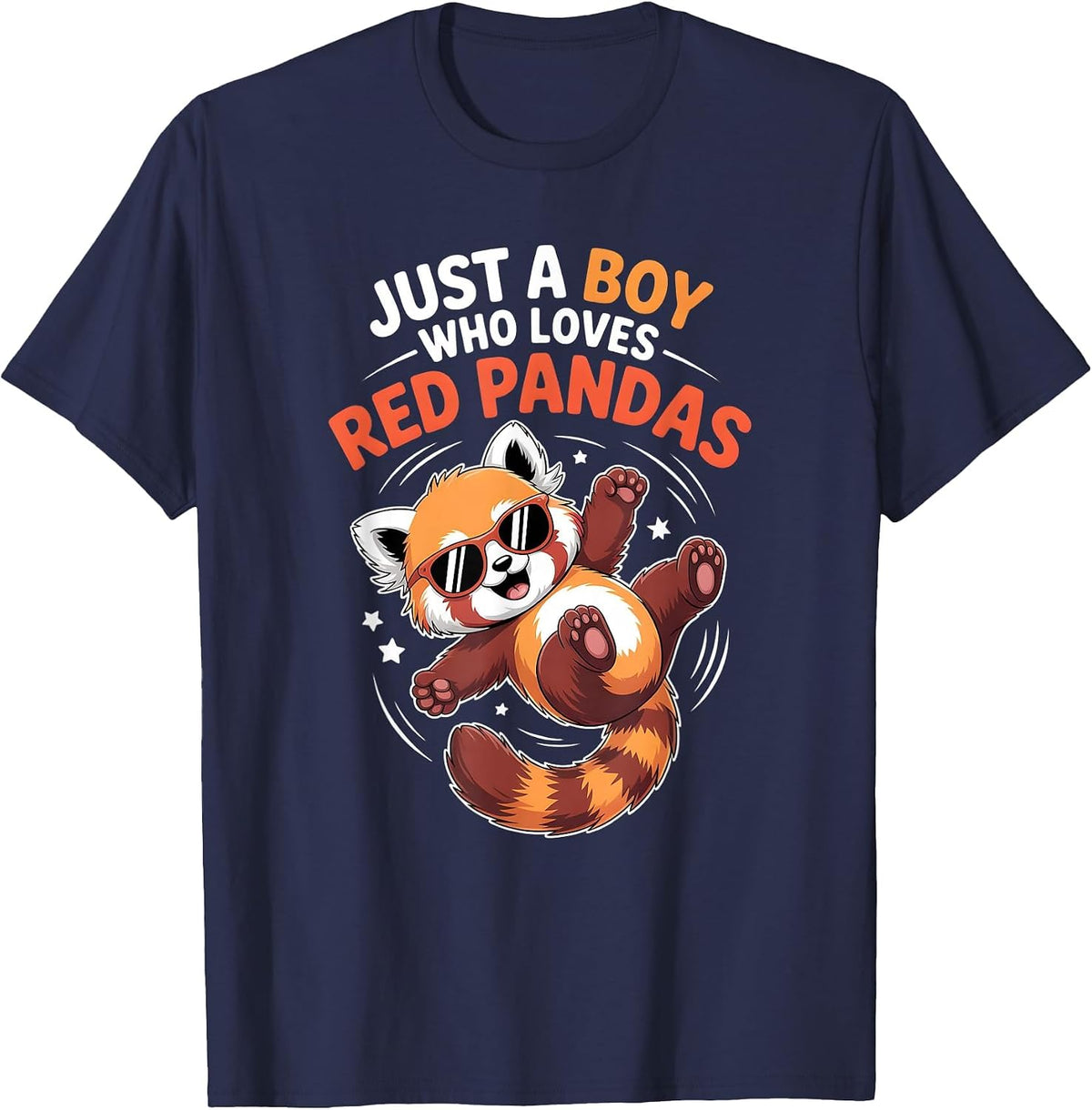 Boys Red Panda T-Shirt - Navy Blue