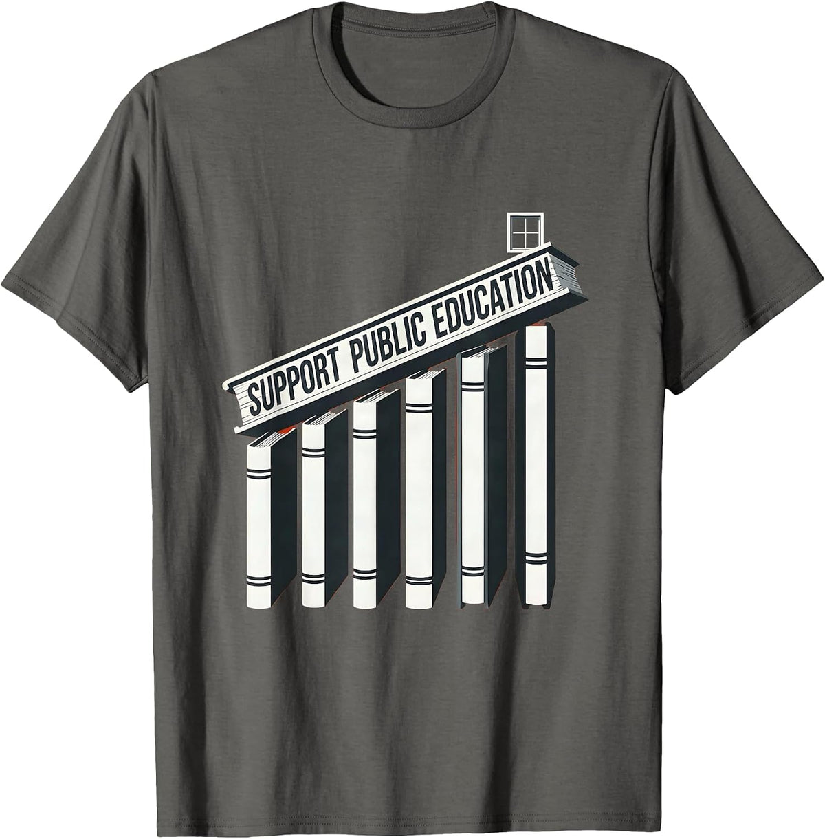 Support Public Education Red For Ed Teacher Protest T-Shirt - Asphalt Grey