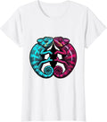Women's Twin Day Chameleons Mirrored Reflection Design T-Shirt - White