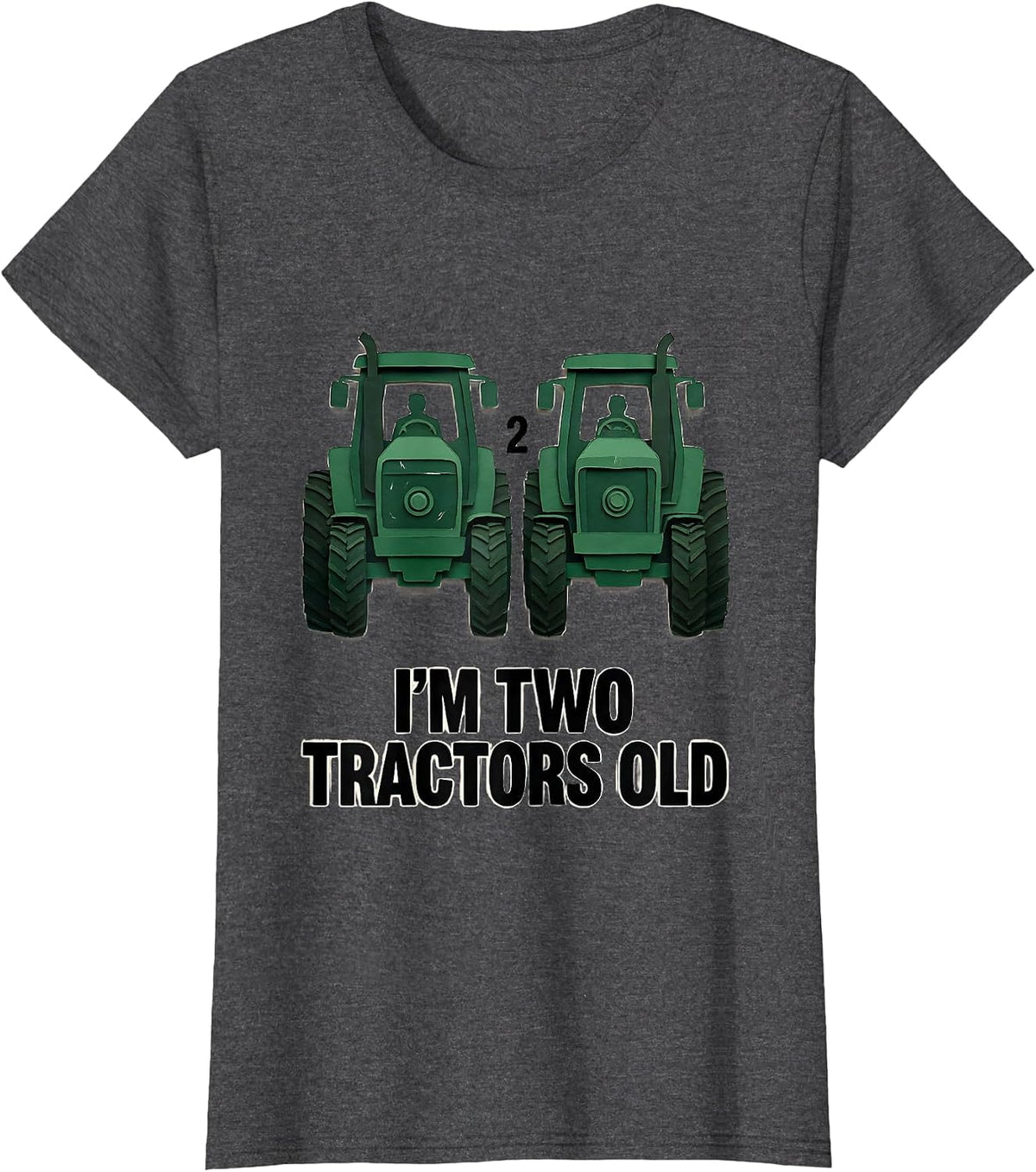Women's I'm Two Tractors Old Funny Toddler Boy Tractor Lover T-Shirt - Dark Heather Grey