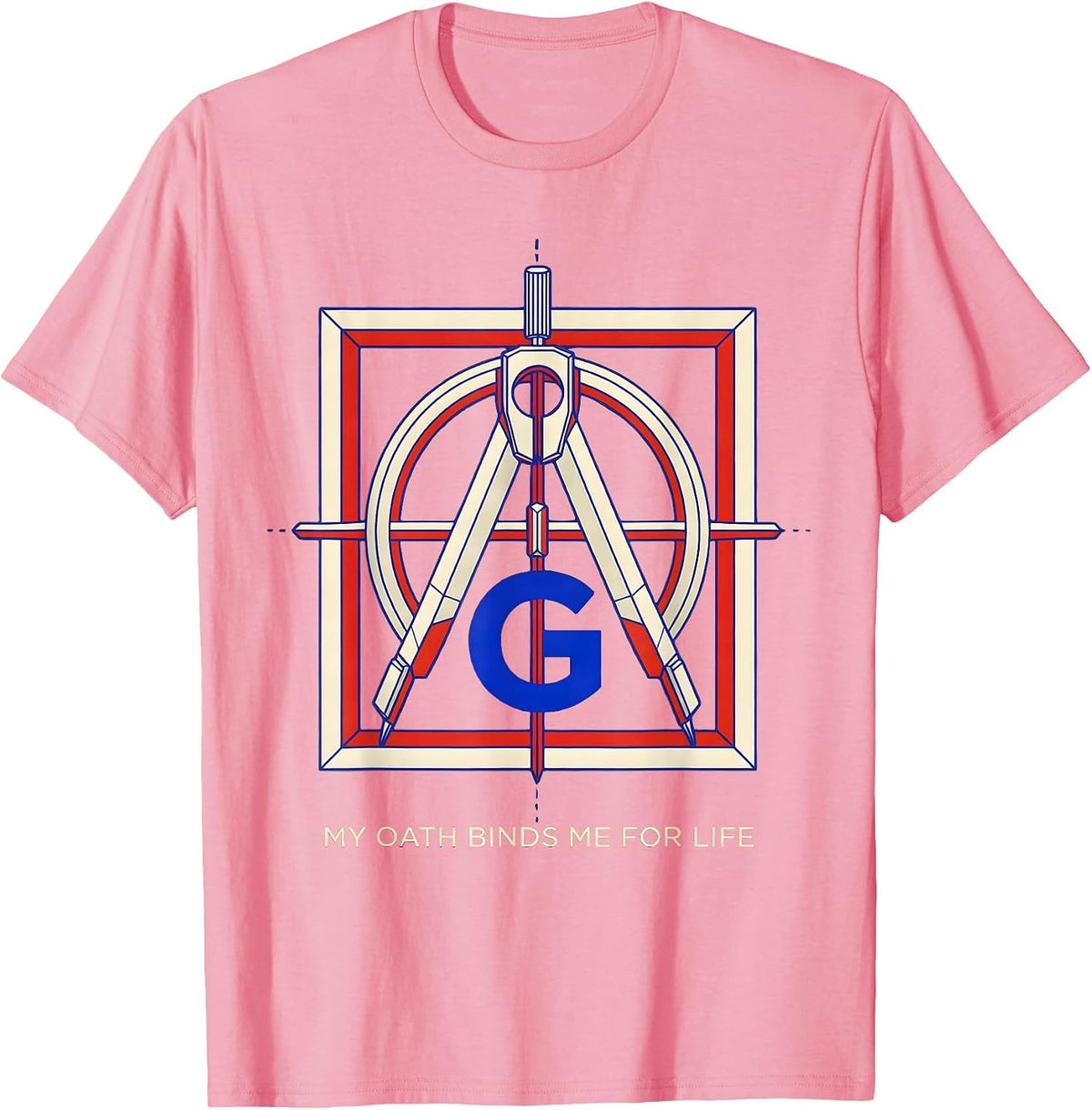Men's My Oath Binds Me For Life Geometric Freemason Square T-Shirt - Pink