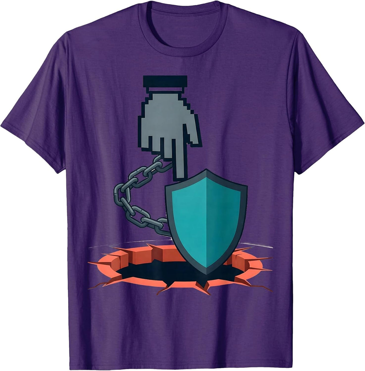 Men's Cursor Hand Shield Cybersecurity IT Security Humor T-Shirt - Purple