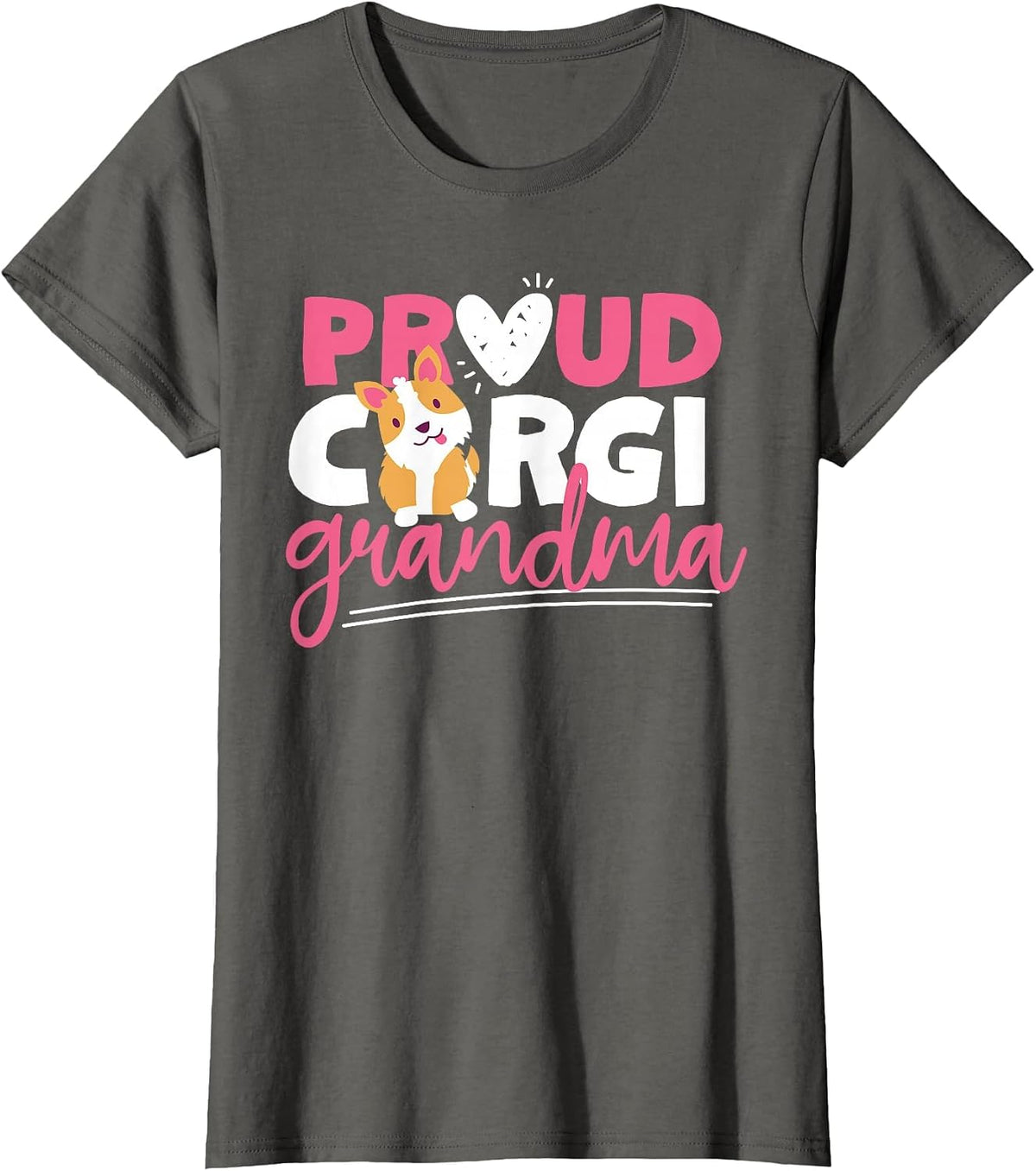 Proud Corgi Grandma T-Shirt - Asphalt Grey