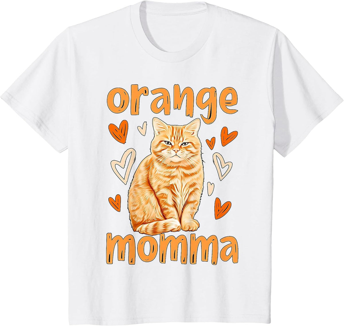 Orange Momma Orange Cat Mom Tabby Cat Heart T-Shirt - White