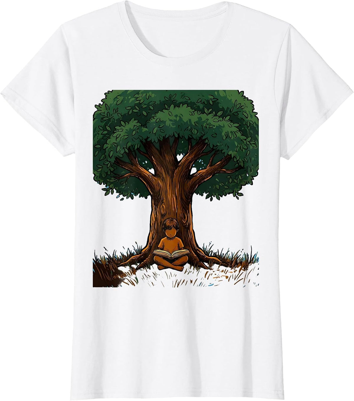 Women's Special Education Teacher Reading Tree Silhouette T-Shirt - White