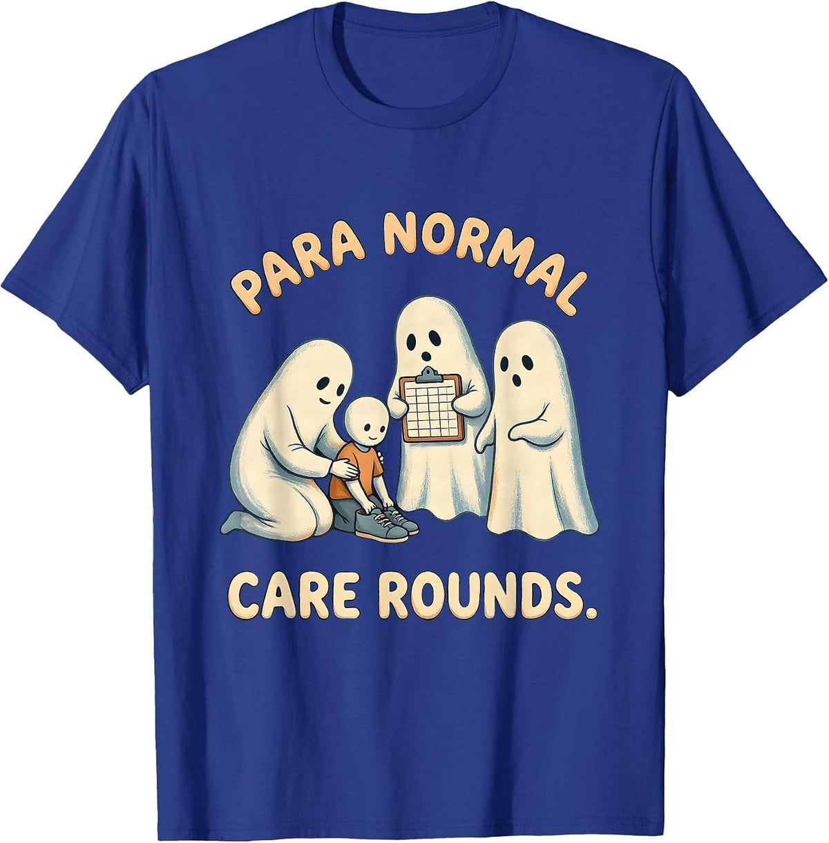Men's Para Normal Care Rounds Storybook Ghost Paraeducator T-Shirt - Royal Blue