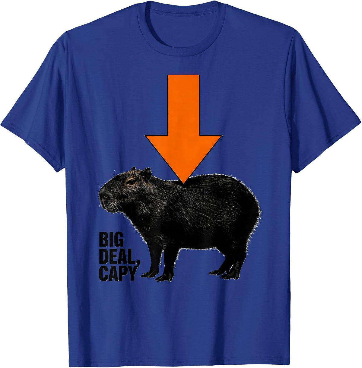 Men's Big Deal, Capy Brutalist Graphic Funny Capybara Meme Gamer T-Shirt - Royal Blue