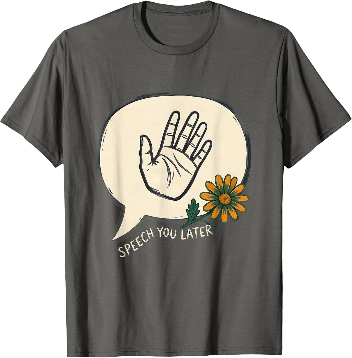 Men's Speech You Later Retro Folk Art Speech-Language Pathologist T-Shirt - Asphalt Grey