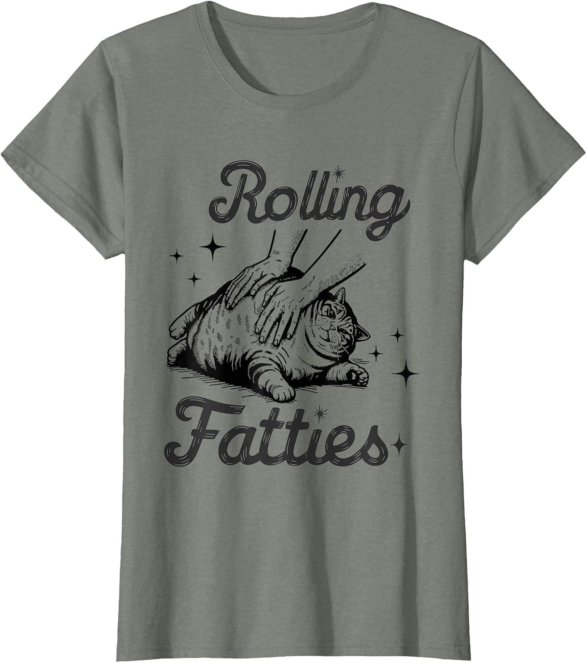 Rolling Fatties Cat Funny Cute Cat Lover Kitten Owner Kitty T-Shirt - Olive Heather