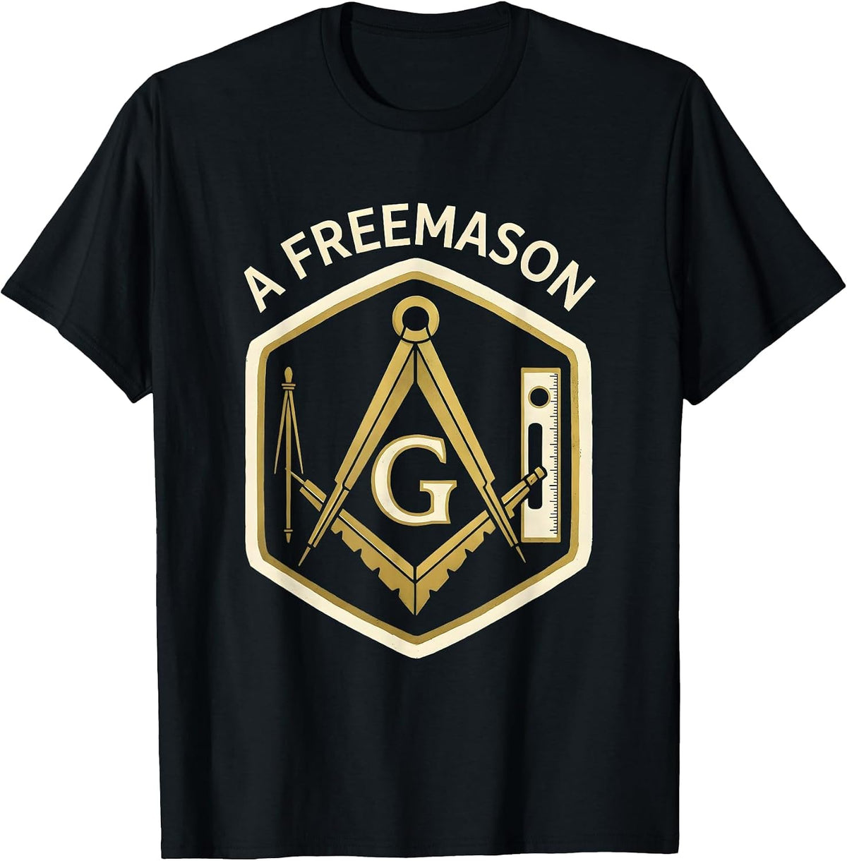 Men's A Freemason Masonic Square And Compass Emblem Fraternal T-Shirt - Black