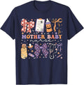 Halloween Postpartum Coquette Mother Baby Nurse Halloween T-Shirt - Navy Blue
