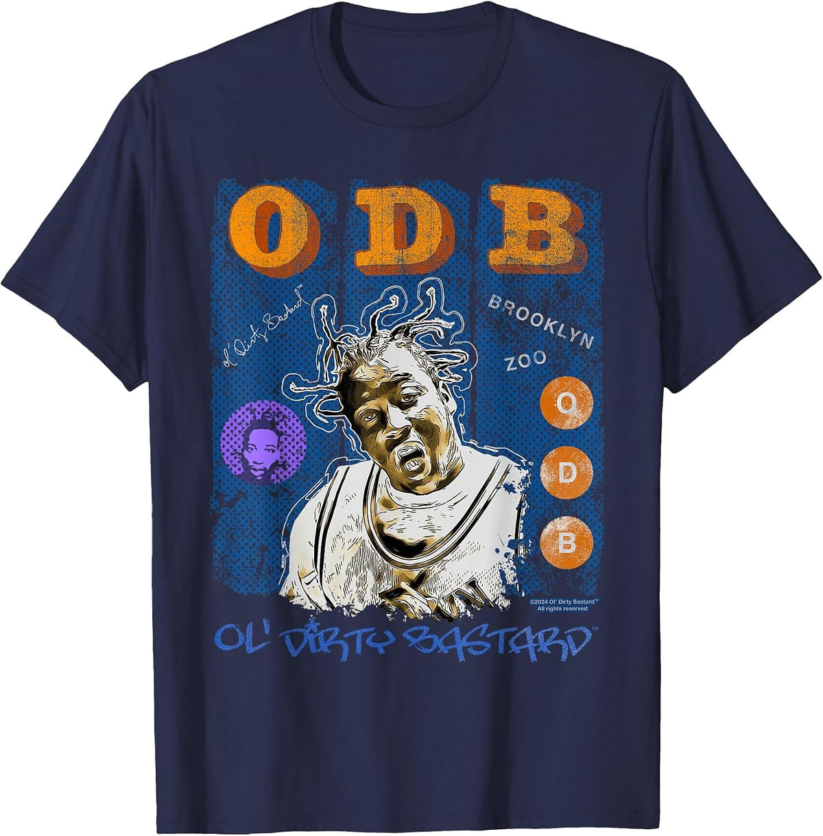 ODB Ol Dirty Ba-ard Mural Retro Wu Tang Zoo Hip Hop 90s T-Shirt - Navy Blue