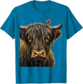 Oversized Highland Cow Funny Cute Novelty Animal Lover T-Shirt - Sapphire Blue
