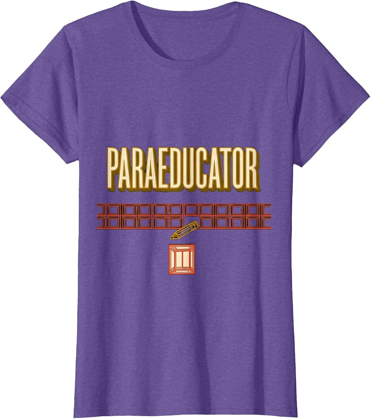 Women's Paraeducator Sign Painter Showcard Teacher Aide School T-Shirt - Purple Heather