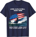 USS Hawkbill SSN-666 American Flag Submarine Veteran Xmas T-Shirt - Navy Blue